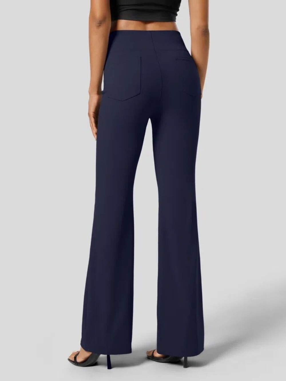 NWT High Waisted Back Pockets Slight Flare Work Pant Navy Blue Sz S Regular - Picture 4 of 9